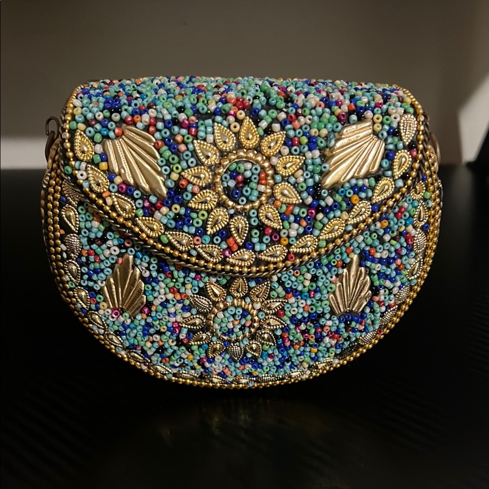 Vintage Beaded Multicolor metal  Bag. READ DESCRIPTION